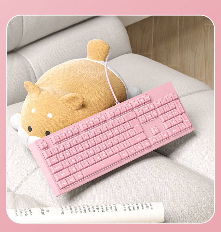 Xinmeng Mechanical Feel Keyboard Mouse For Girls High Aesthetic Key Silent Luminous Gaming Office Computer Use_voghion.com