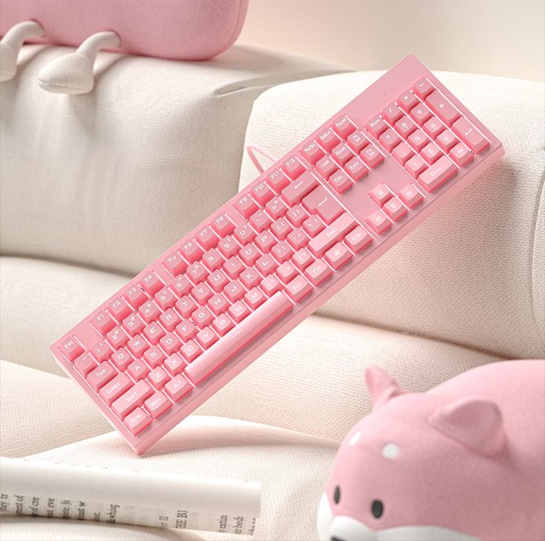 Xinmeng Mechanical Feel Keyboard Mouse For Girls High Aesthetic Key Silent Luminous Gaming Office Computer Use_voghion.com