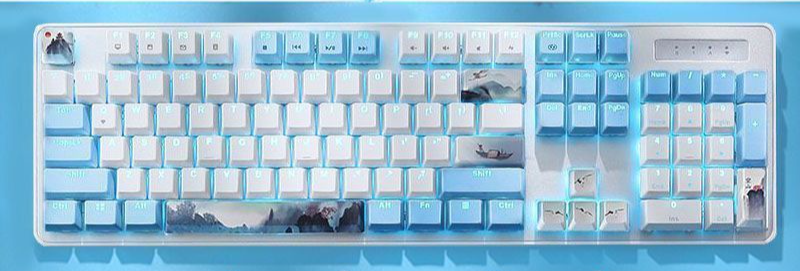 Daryou LK175 Empty Mountain High-Value Theme Mechanical Keyboard 104 Keys Wired Blue Light Office Gaming Universal_voghion.com