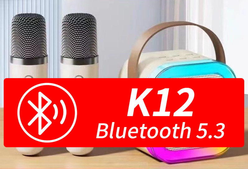 K12 Bluetooth Karaoke-Lautsprecher Kleines Audio Drahtloses Mikrofon Subwoofer Kinder-Gesangsmaschine_voghion.com