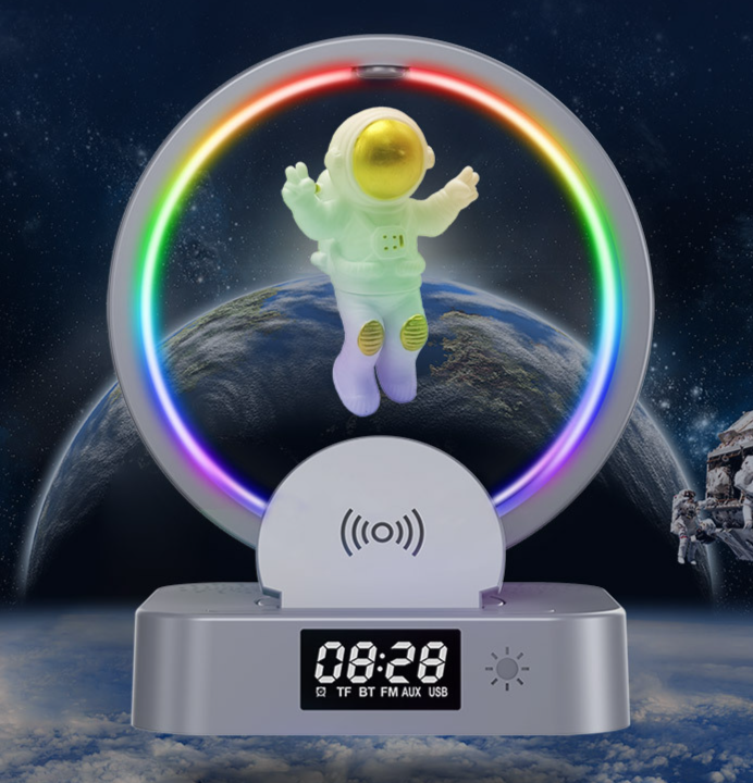 Y-558 Magnetic Levitation Astronaut Bluetooth Speaker Clock Space Man Sound RGB Light Computer Subwoofer Gift_voghion.com