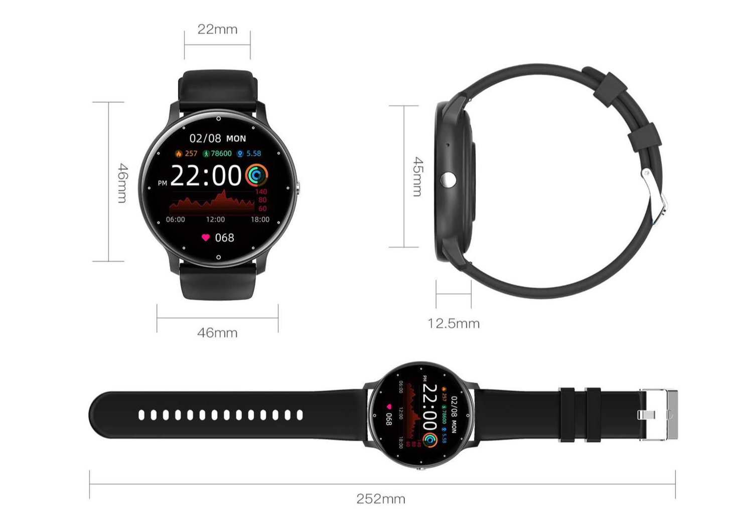 DafitZL02D Upgraded Version ZL02CPRO Smart Bluetooth Call Health Monitoring Watch Band_voghion.com