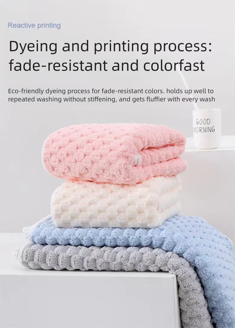 Pure Polyester Cloud Grid Set Thickened Soft Absorbent Wrapable Home Large Bath Towel_voghion.com