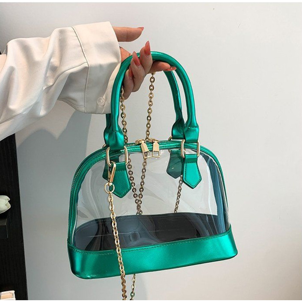 Borsa a tracolla in pvc a forma di conchiglia con catena_voghion.com