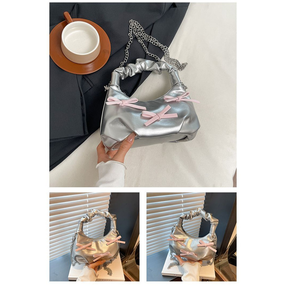 Borsa a tracolla elegante con fiocco colori a contrasto e catena_voghion.com