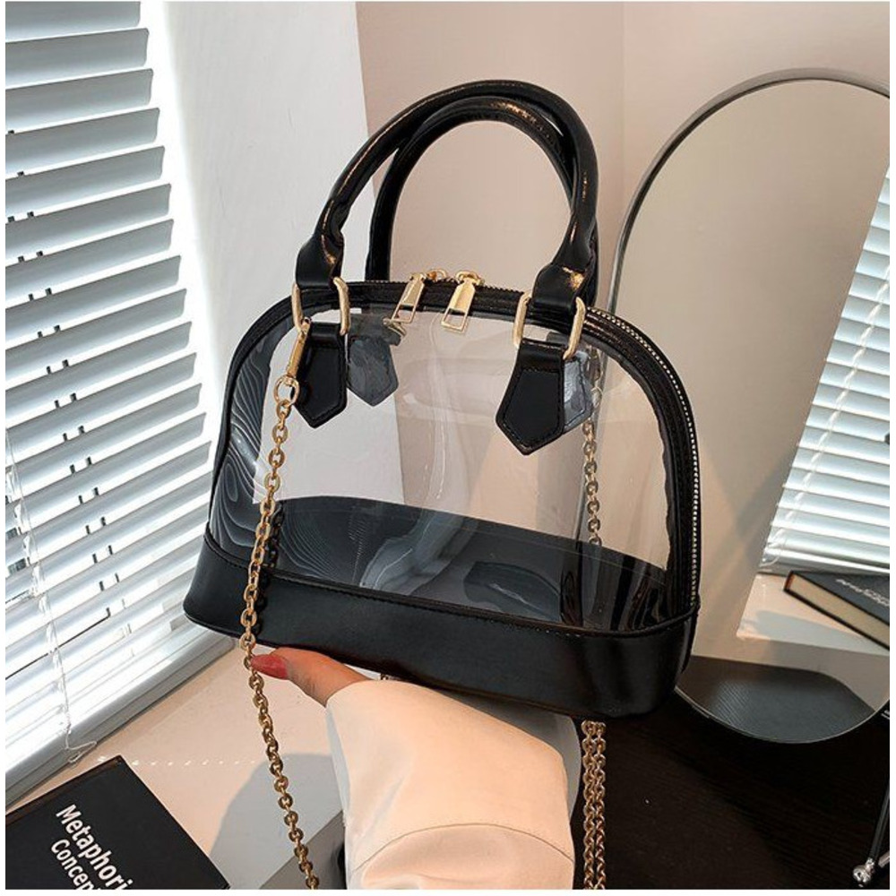 Borsa a tracolla in pvc a forma di conchiglia con catena_voghion.com