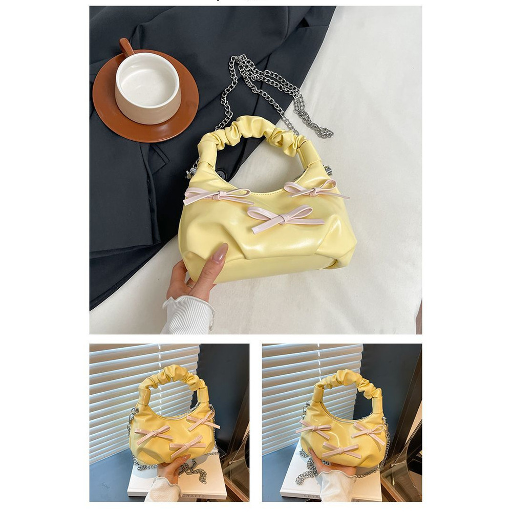 Borsa a tracolla elegante con fiocco colori a contrasto e catena_voghion.com