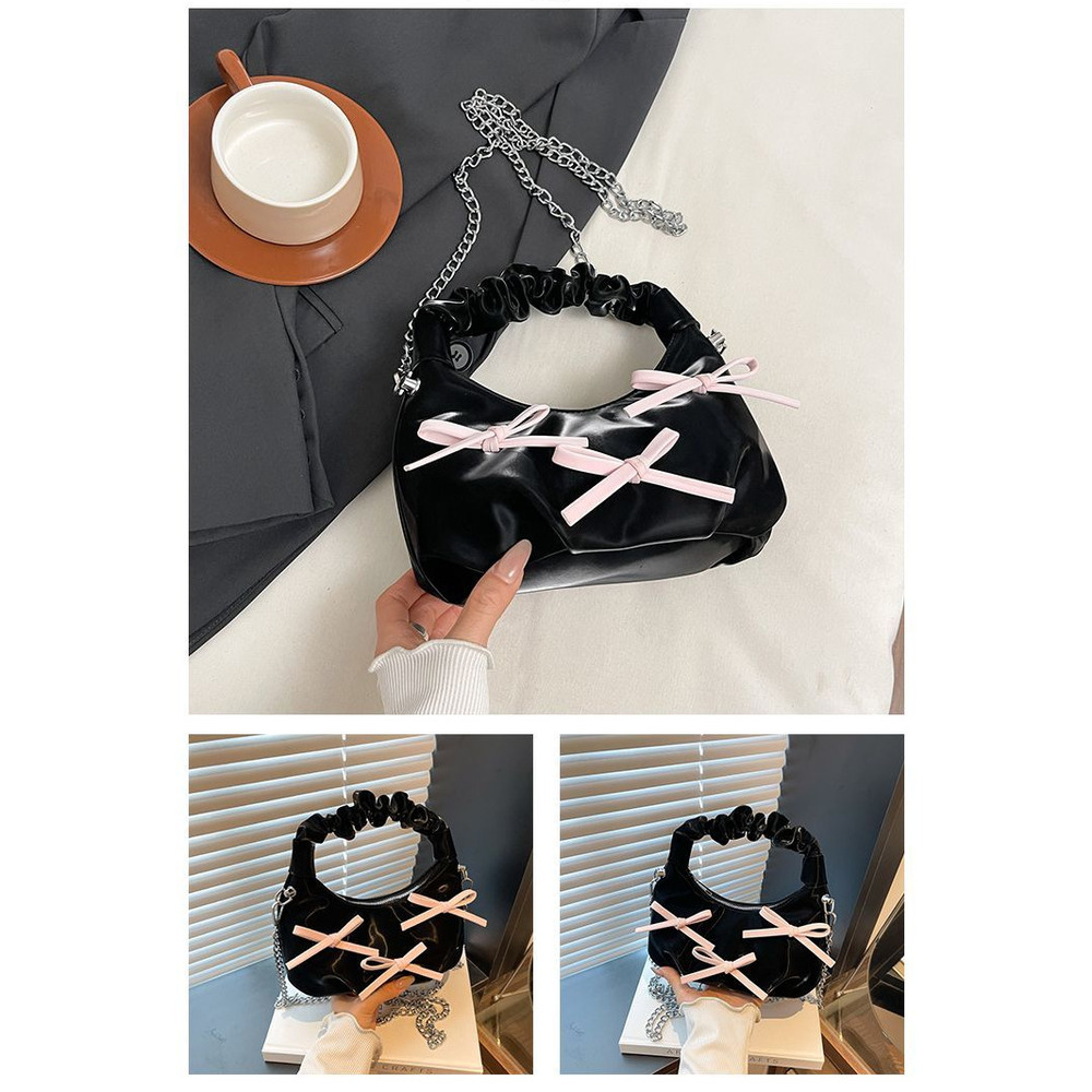 Borsa a tracolla elegante con fiocco colori a contrasto e catena_voghion.com