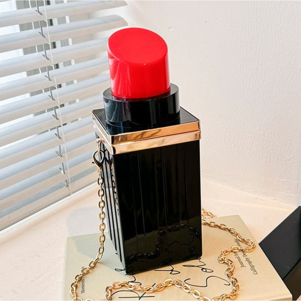 Borsa a tracolla da donna in acrilico personalizzata con rossetto creativo, alla moda, casual, per cellulare, ideale per discoteca e influencer._voghion.com