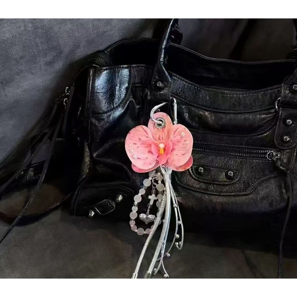 Phalaenopsis Tassel Pendant Handmade Beaded Bag Charm Accessory_voghion.com