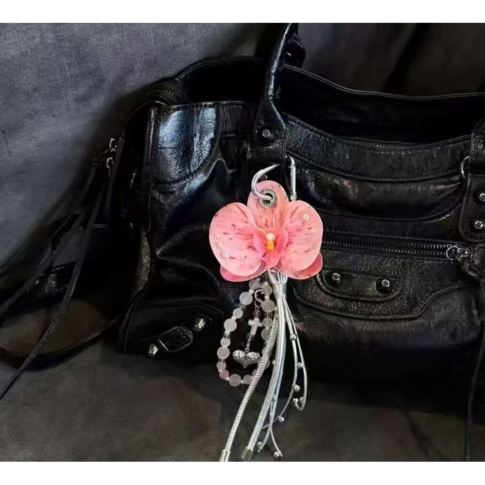 Phalaenopsis Tassel Pendant Handmade Beaded Bag Charm Accessory_voghion.com