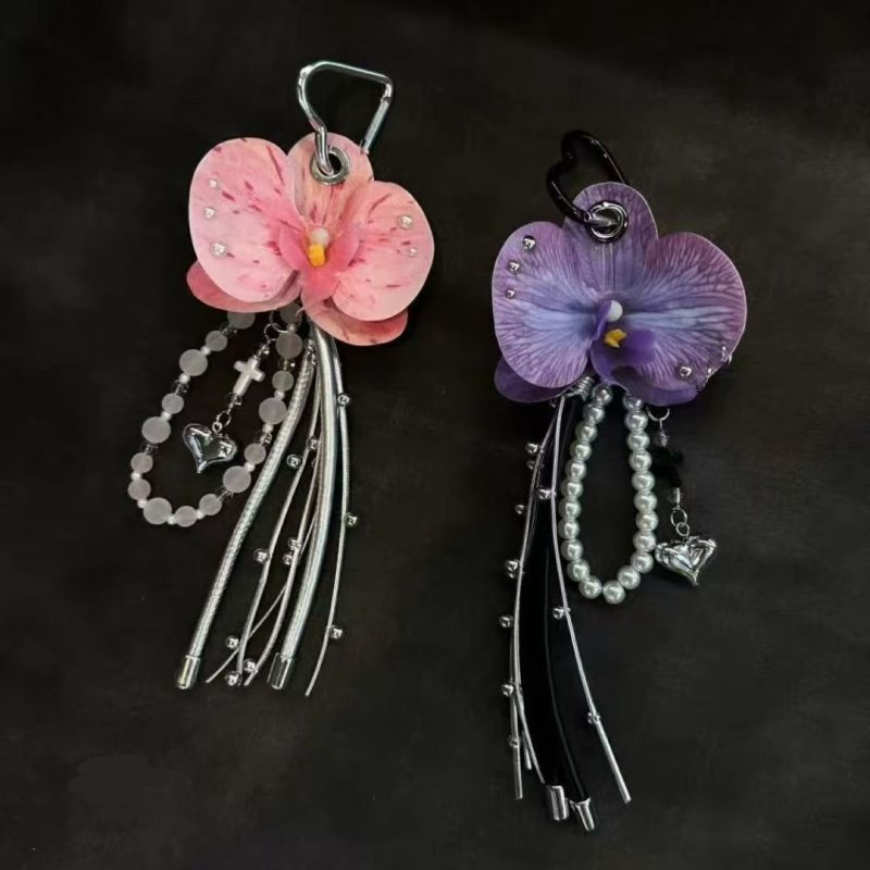 Phalaenopsis Tassel Pendant Handmade Beaded Bag Charm Accessory_voghion.com