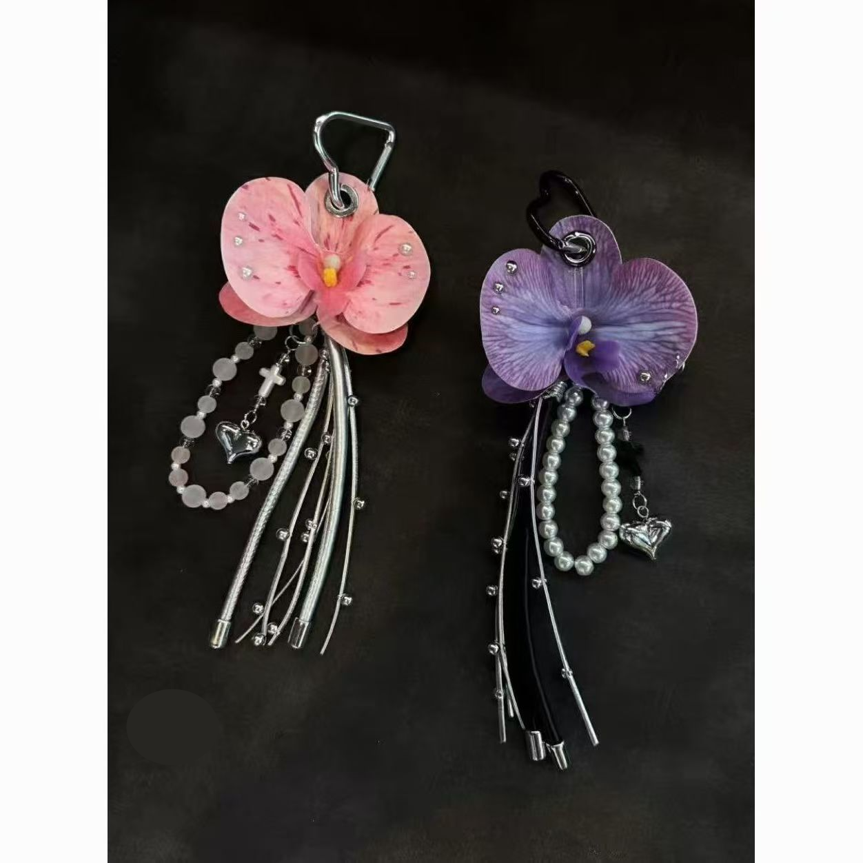 Phalaenopsis Tassel Pendant Handmade Beaded Bag Charm Accessory_voghion.com