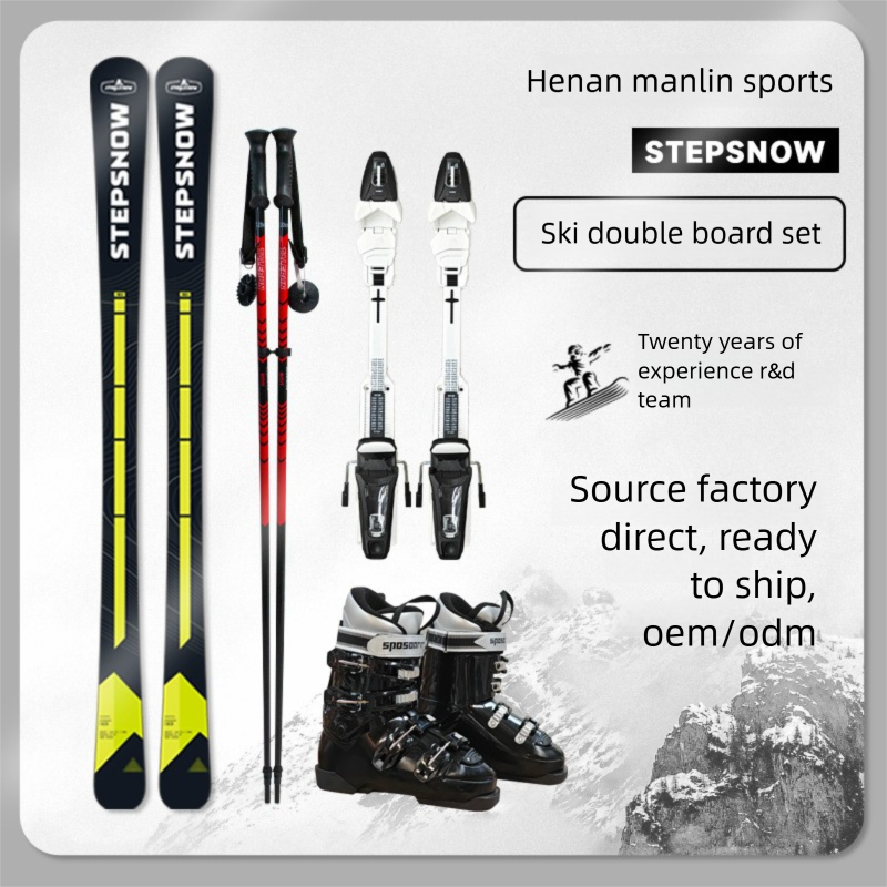 Manlin STEPSNOW Double Snowboard Set Ski Sled Board Poles Snowshoe Bindings Snow Gear_voghion.com