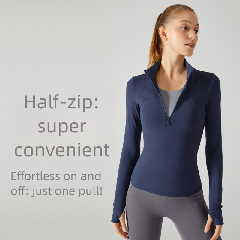 2025 Autumn Winter Fleece Top Long Sleeve European And American Yoga Clothing Fitness Running Sports Jacket For Women_desvips.com