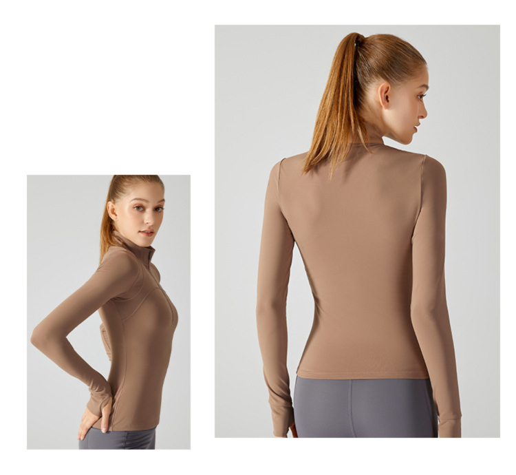2025 Autumn Winter Fleece Top Long Sleeve European And American Yoga Clothing Fitness Running Sports Jacket For Women_desvips.com