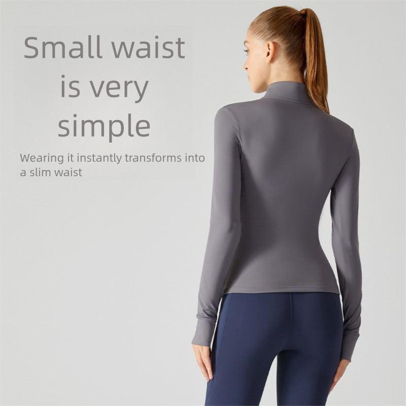 2025 Autumn Winter Fleece Top Long Sleeve European And American Yoga Clothing Fitness Running Sports Jacket For Women_desvips.com