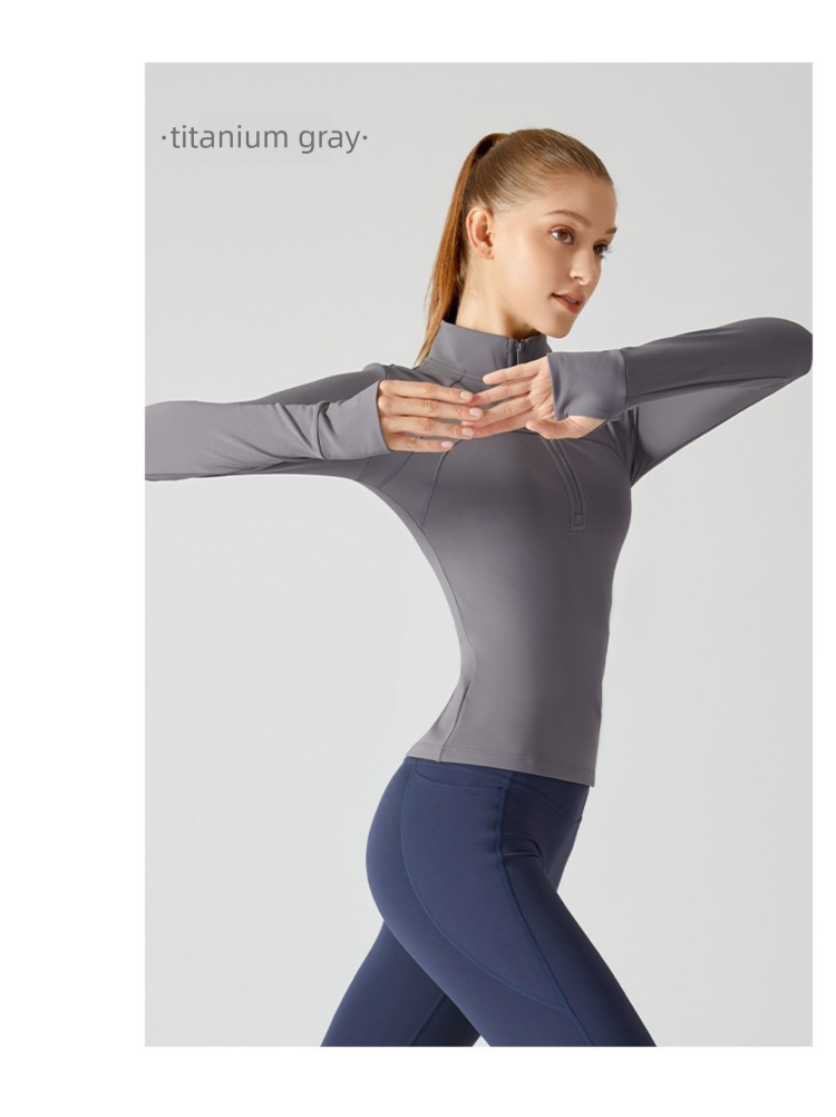 2025 Autumn Winter Fleece Top Long Sleeve European And American Yoga Clothing Fitness Running Sports Jacket For Women_desvips.com