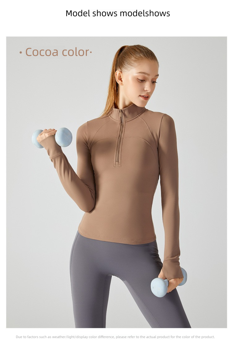2025 Autumn Winter Fleece Top Long Sleeve European And American Yoga Clothing Fitness Running Sports Jacket For Women_desvips.com