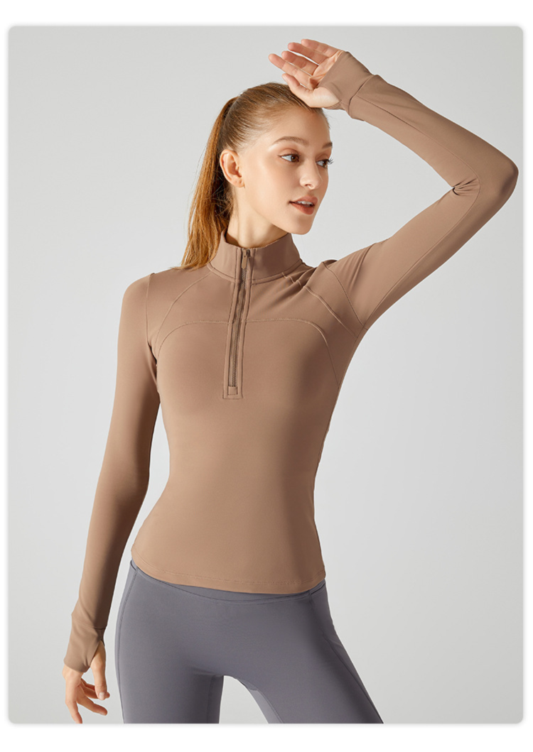 2025 Autumn Winter Fleece Top Long Sleeve European And American Yoga Clothing Fitness Running Sports Jacket For Women_desvips.com