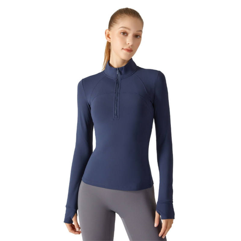 2025 Autumn Winter Fleece Top Long Sleeve European And American Yoga Clothing Fitness Running Sports Jacket For Women_desvips.com