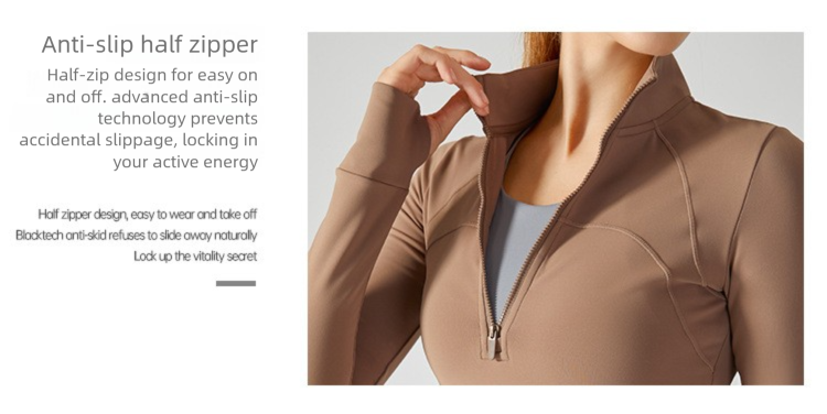 2025 Autumn Winter Fleece Top Long Sleeve European And American Yoga Clothing Fitness Running Sports Jacket For Women_desvips.com