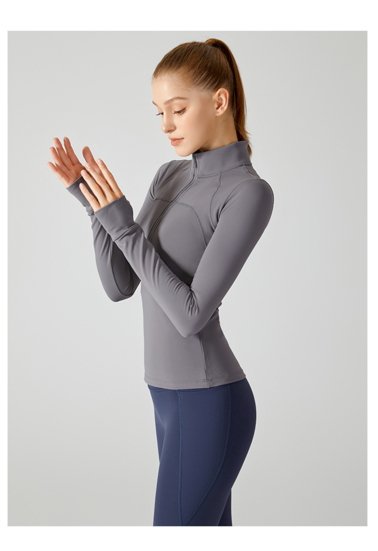 2025 Autumn Winter Fleece Top Long Sleeve European And American Yoga Clothing Fitness Running Sports Jacket For Women_desvips.com