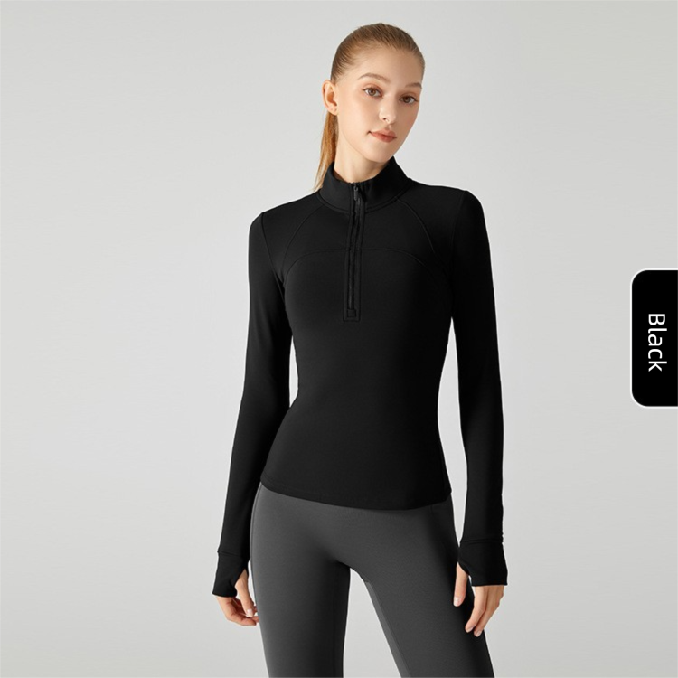 2025 Autumn Winter Fleece Top Long Sleeve European And American Yoga Clothing Fitness Running Sports Jacket For Women_desvips.com