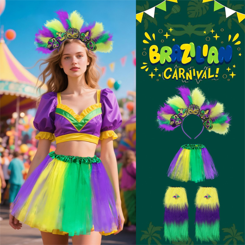 Cross-Border European And American Carnival Cos Set Accessories Sequin Feather Three-Color Headband Party Fashion_desvips.com
