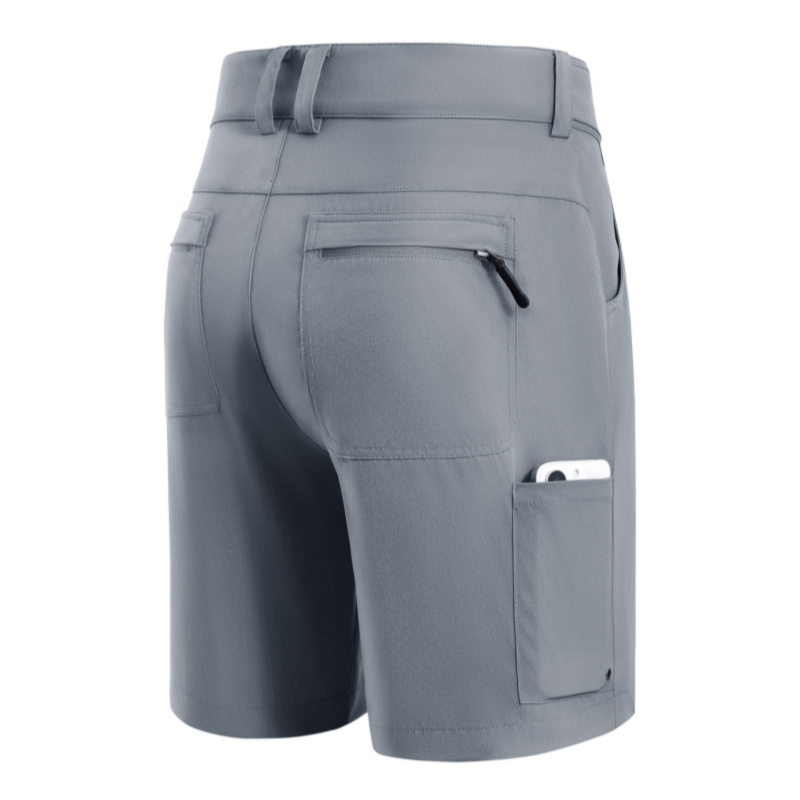 Cross-Border New Men's Elastic Waist Zipper Multi-Pocket Outdoor Hiking Golf Sports Casual Shorts_voghion.com