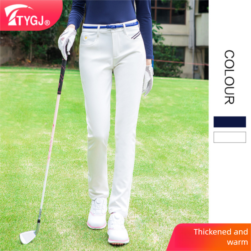 TTYGJ Winter Fleece-Lined Golf Sports Trousers Cold-Resistant Warm Comfortable Women's Pants_voghion.com