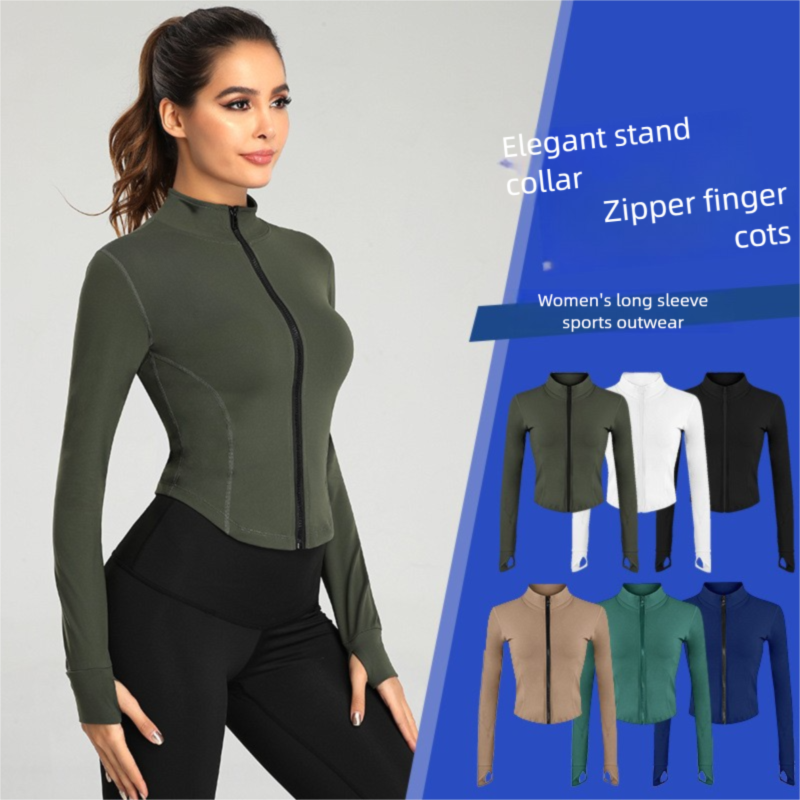 Lente en herfst Lulu Cross-Border dameskleding Sporttop Hardloopshirt Fitnessshirt Jas met lange mouwen en rits_voghion.com