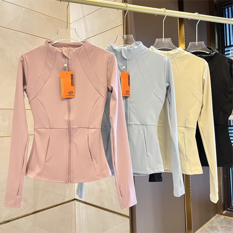 Yoga Stand Collar Casual Slim Fit Long Sleeve Top Quick-Dry Professional Running Pilates Training Fitness Wear For Women_voghion.com