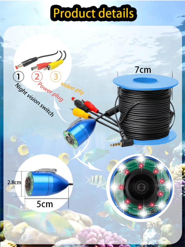 7inch HD Underwater Camera Device Night Vision Visual Anchor Ice Fishing Fish Finder_desvips.com