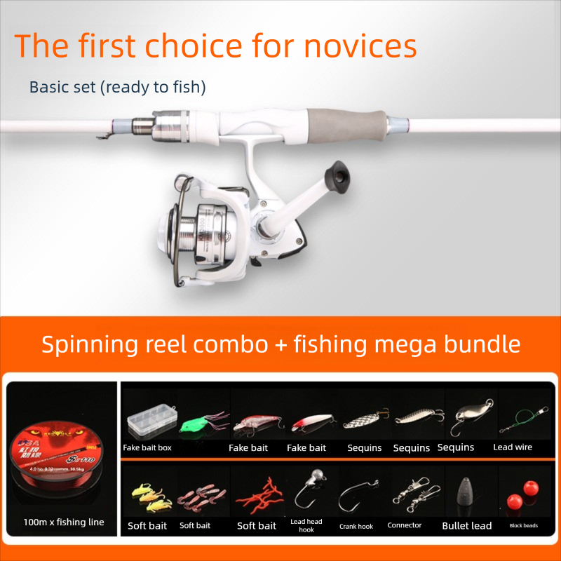 Beginner Lure Sea Fishing, Complete Set For Newcomers, Long Casting Straight Gun Handle Small White Fishing Rod_desvips.com