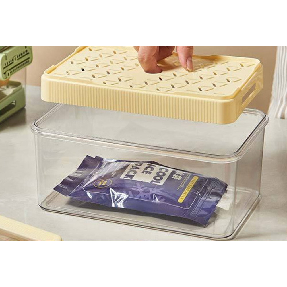 Nuevo contenedor de almacenamiento de PET para frutas y verduras en el refrigerador, organizador sellado para congelador, contenedor de conservación de alimentos frescos para picnic._voghion.com