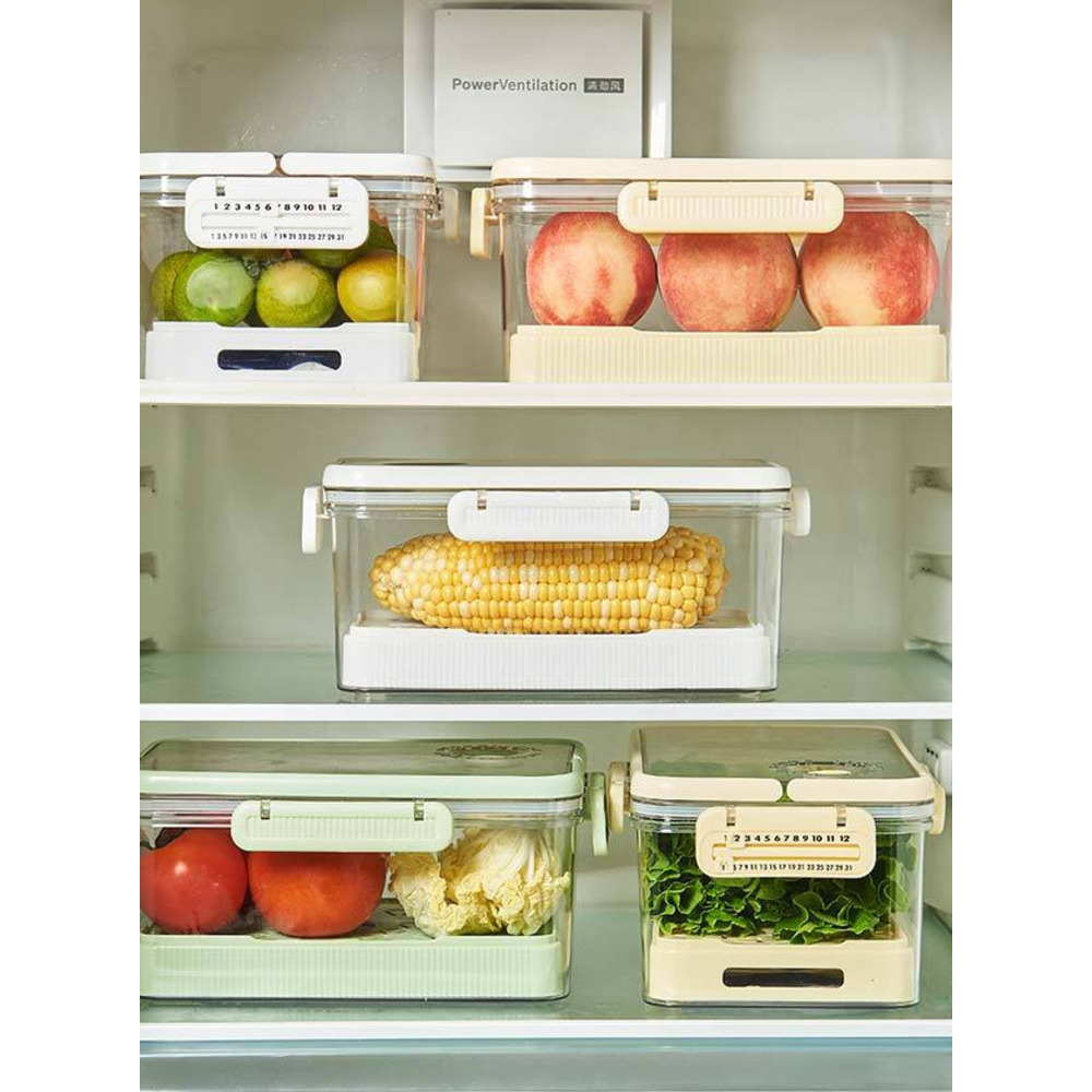 Nuevo contenedor de almacenamiento de PET para frutas y verduras en el refrigerador, organizador sellado para congelador, contenedor de conservación de alimentos frescos para picnic._voghion.com