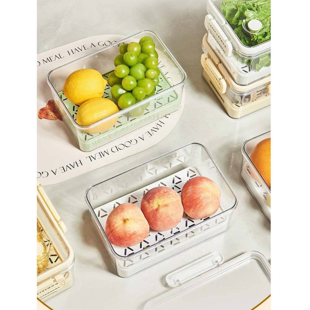 Nuevo contenedor de almacenamiento de PET para frutas y verduras en el refrigerador, organizador sellado para congelador, contenedor de conservación de alimentos frescos para picnic._voghion.com
