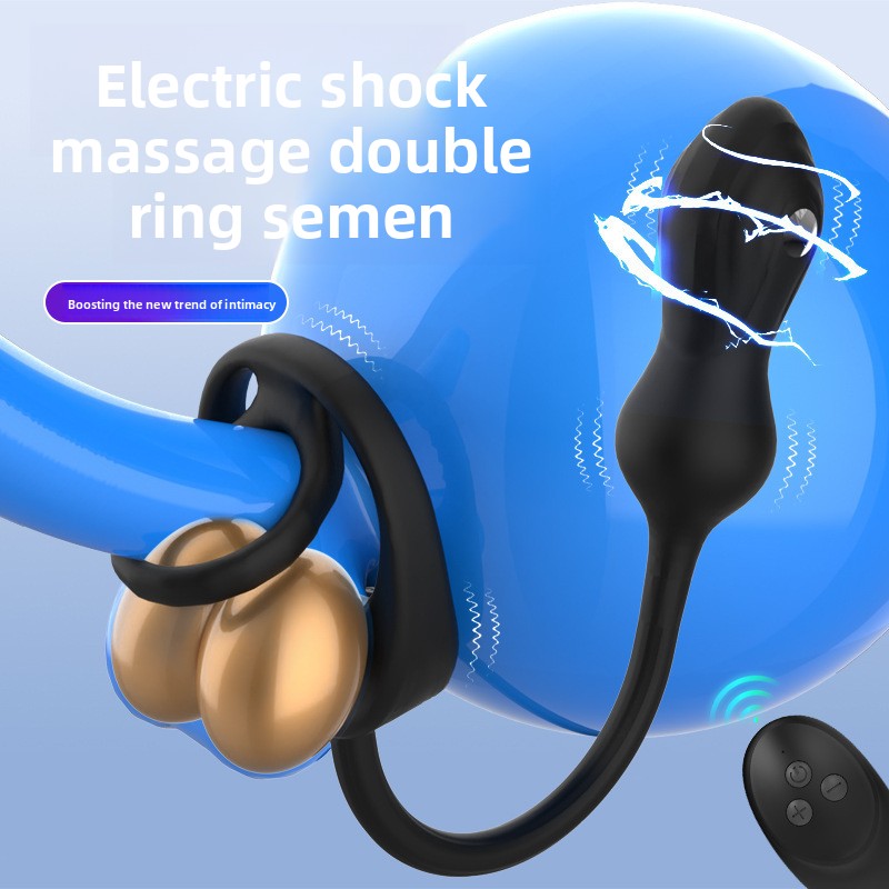 Male Electric Shock Lock Fine Prostate Massager Wireless Remote Control Vibrating Anal Plug Sex Toy_voghion.com