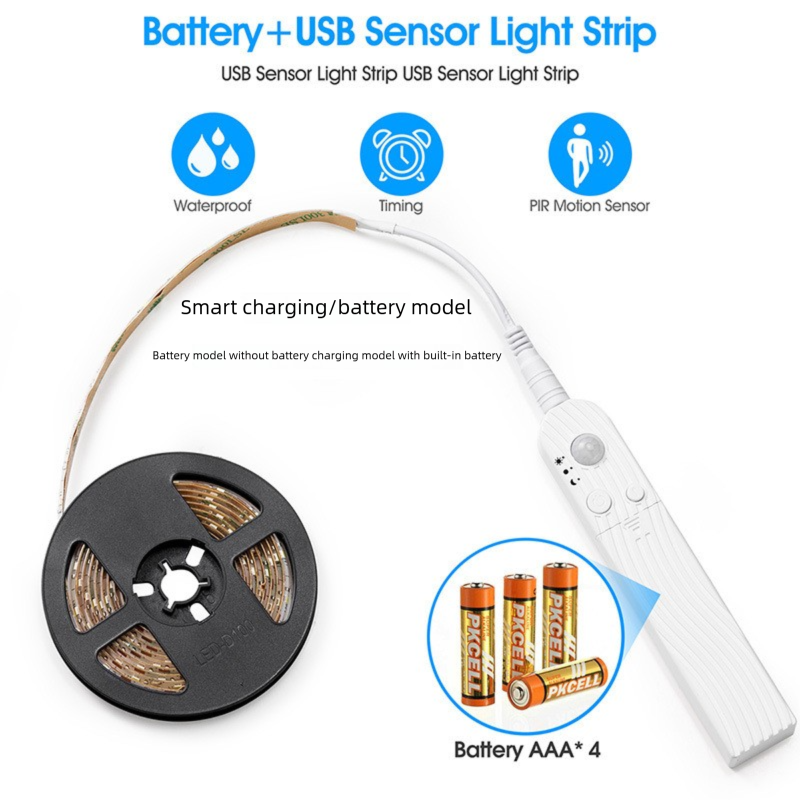 Schwebendes Bett mit Batteriefach, Bewegungssensor, 5V Infrarot, 2835 Smart LED-Streifen, Schrankbeleuchtung_voghion.com