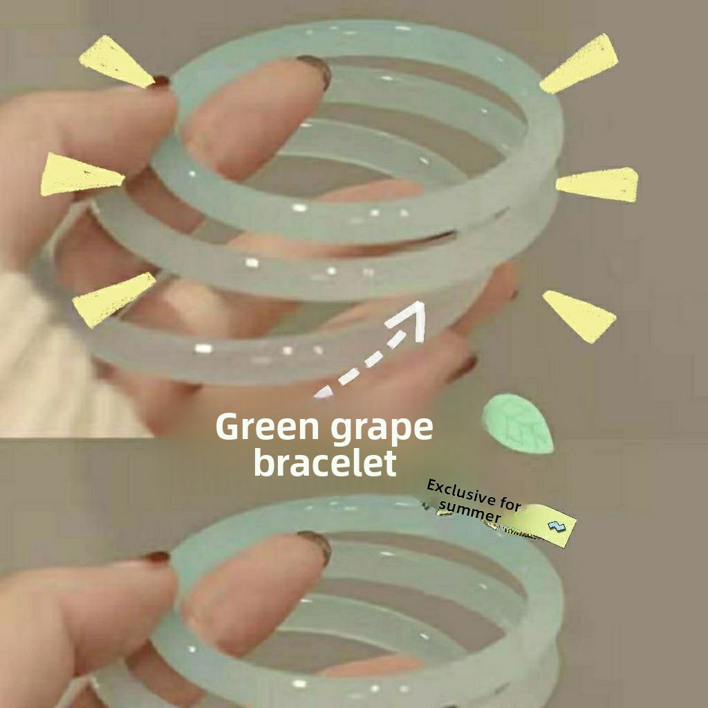 Jade Ring Women Green Grape Milk Tea Style Aesthetic Ring_voghion.com
