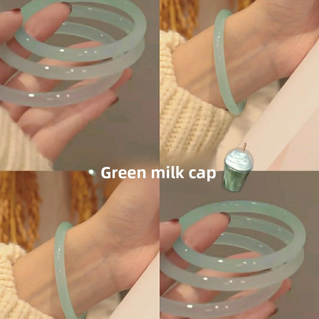 Jade Ring Women Green Grape Milk Tea Style Aesthetic Ring_voghion.com