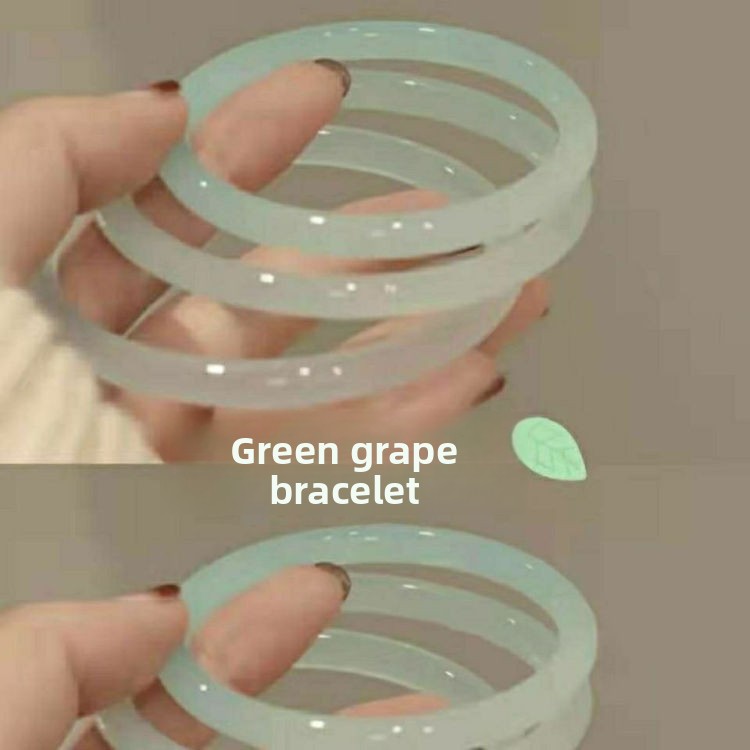 Jade Ring Women Green Grape Milk Tea Style Aesthetic Ring_voghion.com