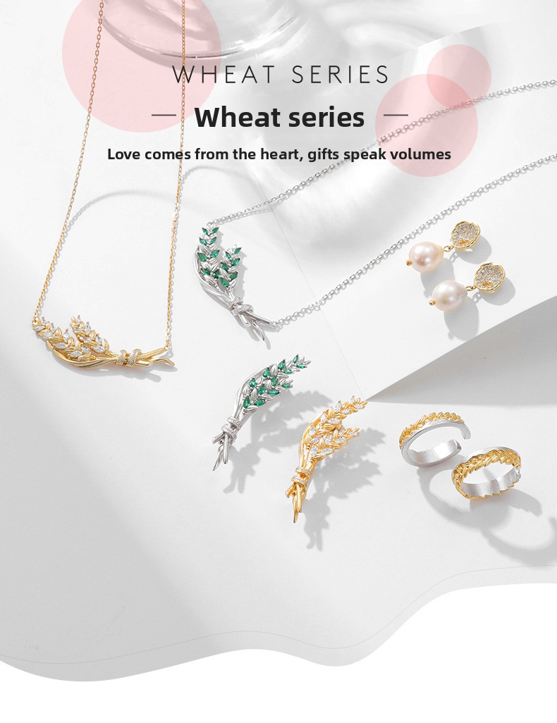 S925 Sterlingsilber Weizenähre Halskette Elegantes Pendant Design_voghion.com