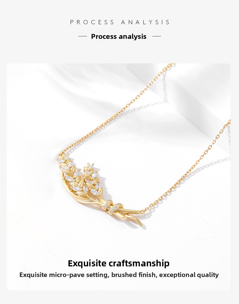S925 Sterlingsilber Weizenähre Halskette Elegantes Pendant Design_voghion.com