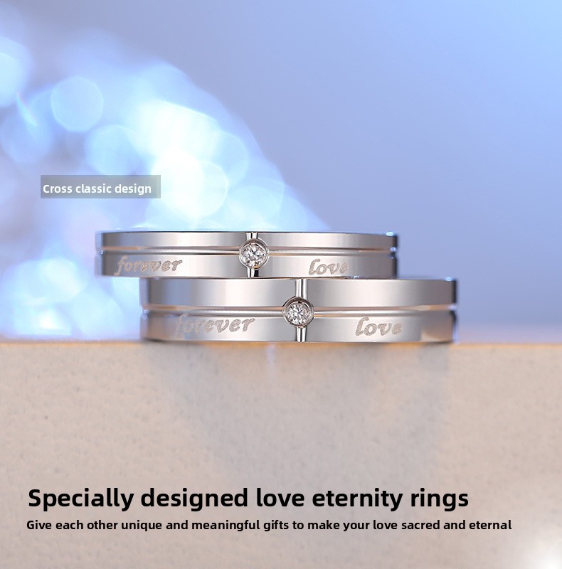 Bagues de couple avec diamants incrustés design ouvert amour éternel_voghion.com