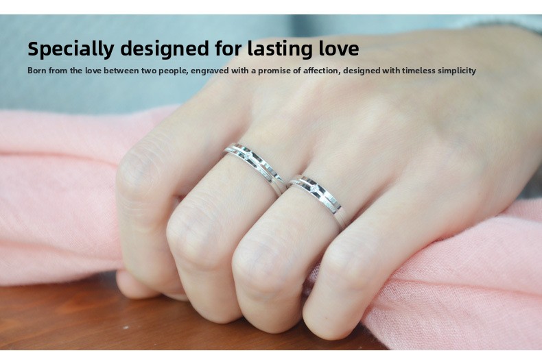 Bagues de couple avec diamants incrustés design ouvert amour éternel_voghion.com