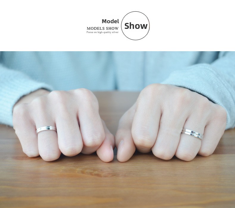 Bagues de couple avec diamants incrustés design ouvert amour éternel_voghion.com