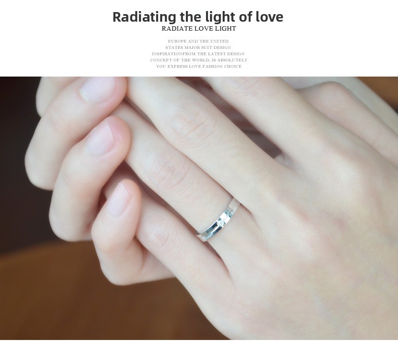 Bagues de couple avec diamants incrustés design ouvert amour éternel_voghion.com