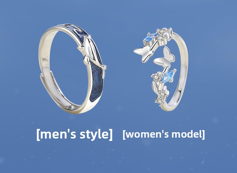 Bagues de couple ouvertes papillon tendance mode et style_voghion.com